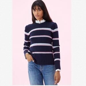 Rebecca Taylor Sweater Women's Size XS  La Vie Wool Navy Multi Striped Pullover